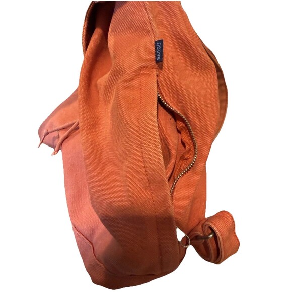 Baggu 100% Recycled Cotton Canvas Drawstring Backpack Orange Bag Casual Travel main image 5